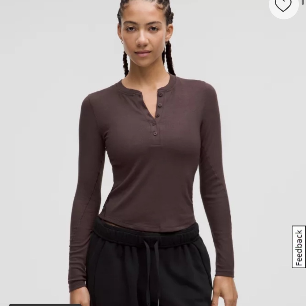 NWOT lululemon Hold Tight Long Sleeve Henley - JAVA (Brown)